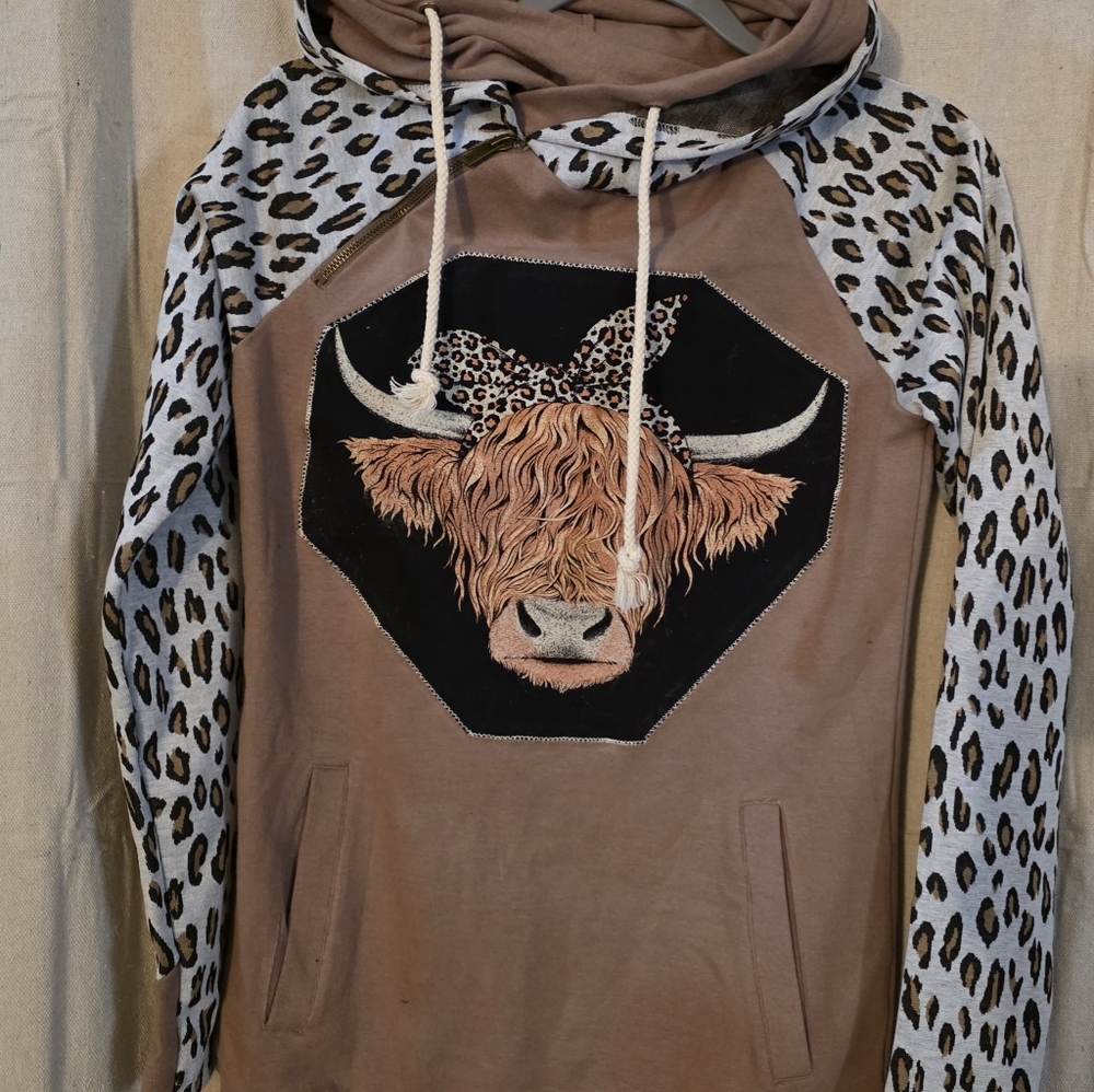 Upcycled Animal Print Hoodie